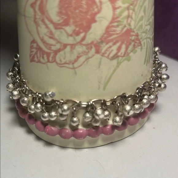 Silver Brushed Beaded Bracelet - Picture 2 of 6